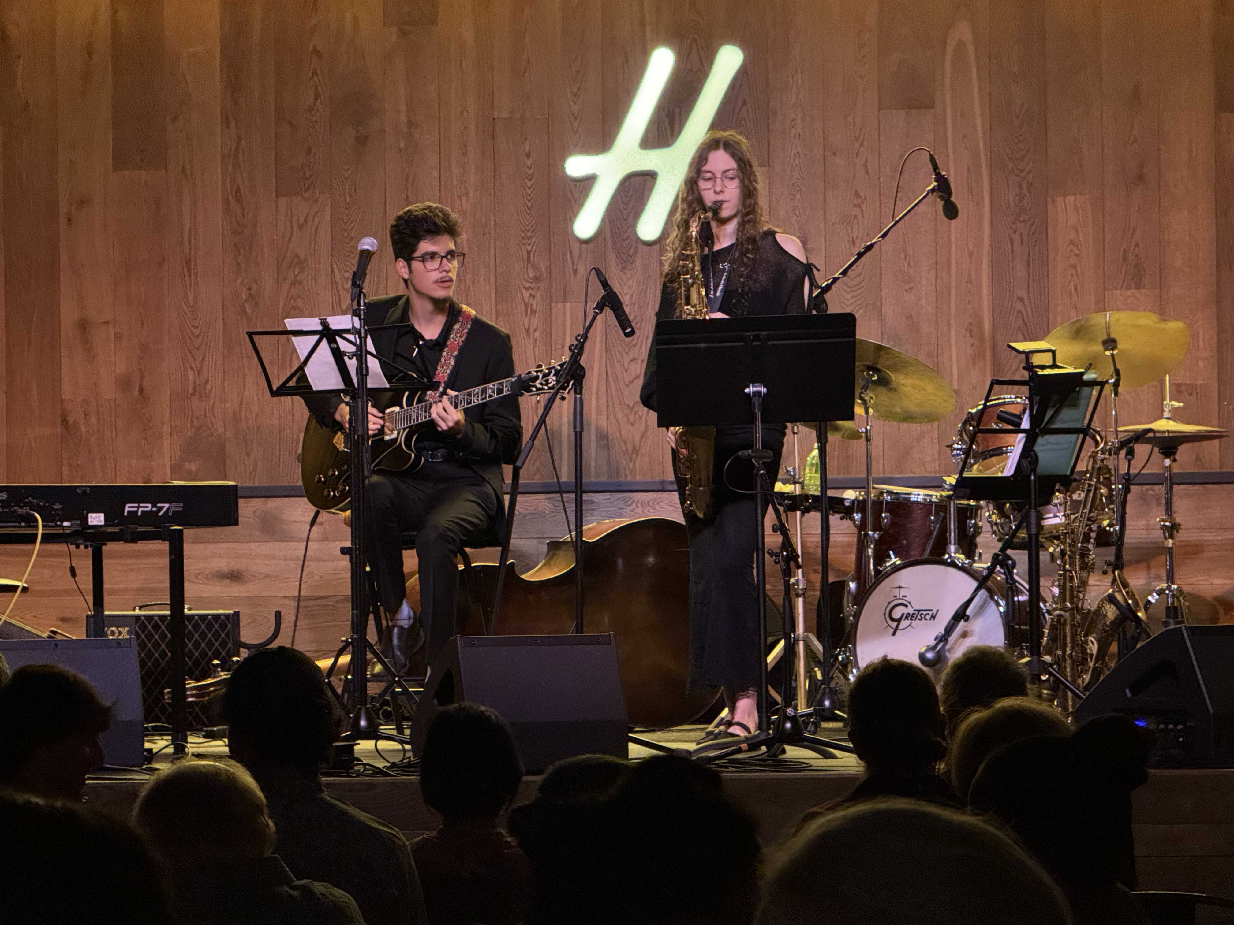 Young Niagara musicians Claire McNeil and Julian  open John Coltrane 100 at Helliwell Hall.