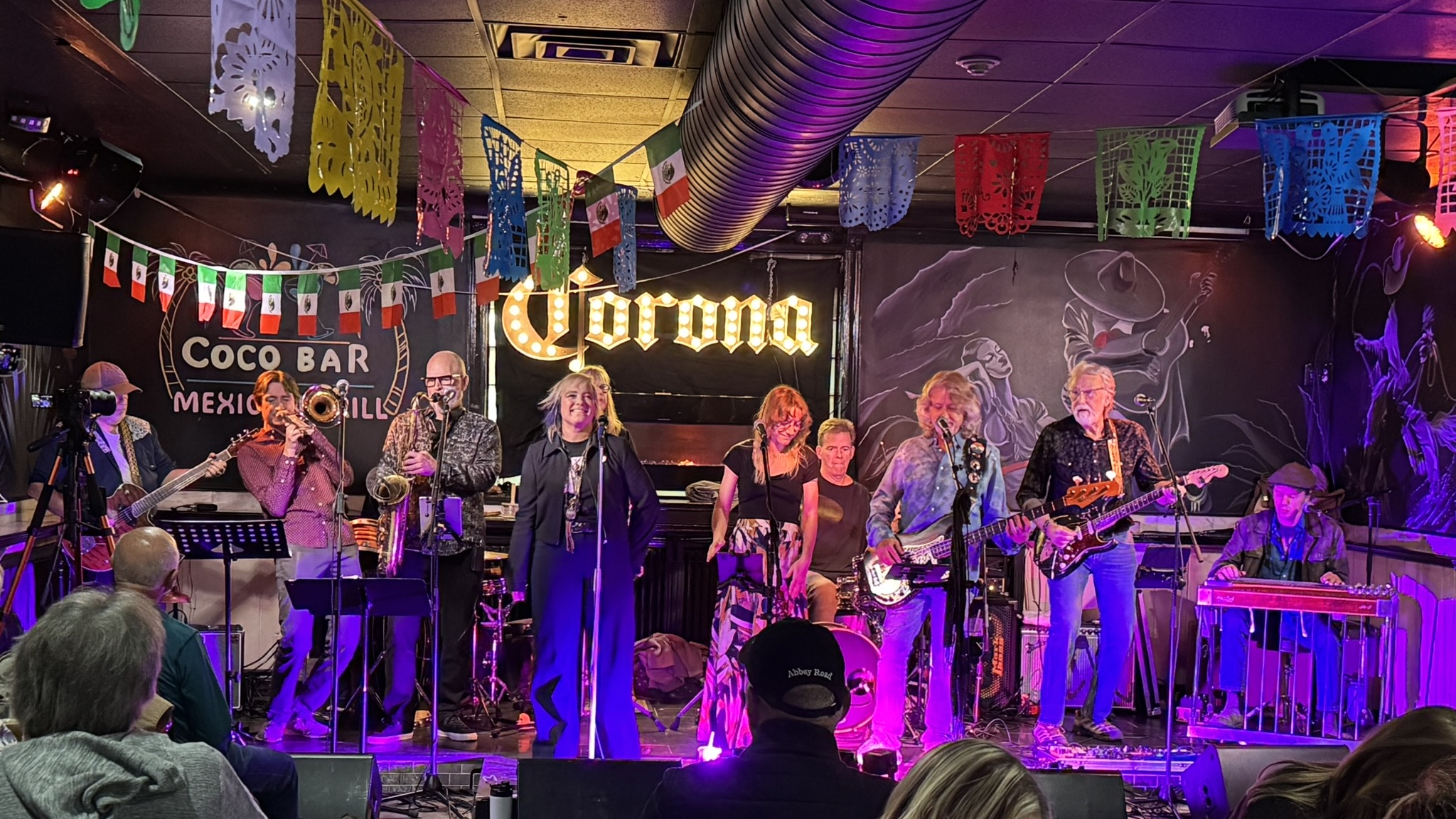 The eleven-piece Gentle Spirits fill the stage at Coco on Saturday night.